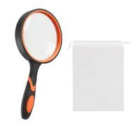 1 lupa de mano de 10 aumentos, 1 bolsa, lupa anticaída de alta resolución, lupa de 75 mm, adecuada para leer libros y observar insectos (naranja)