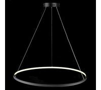 1 Luz Círculo Luz Colgante LED Metal Acrílico Lámpara De Araña Moderna Suspendida Ajustable Luz Colgante para Sala De Estar Dormitorio Cocina,Black+TricolorLight-80cm