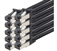 1 m Cat 8 Patch Cable plano negro 40 Gigabit Ethernet LAN Cable 40 Gbit/s 2000 Mhz Patch Cable Cat8 Cable LSZH TPE PIMF Rj45 macho 10 unidades - 1 m