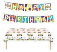 1 Mantel Con Temática De Graffiti Y 1 Pieza De Bandera De Cumpleaños Con Temática De Graffiti, Mantel Para Exteriores, Mantel De Plástico, Mantel Decorativo, Decoración De Escena De Fiesta