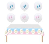 1 Mantel Decorativo Y 6 Globos Decorativos, Decoración De Fiesta De Revelación De Género, Decoración De Escena De Fiesta, Decoración De Mesa, Globos De Látex, Globos De Decoración De Fiesta.