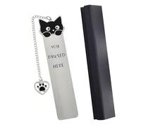 1 Marcapáginas De Gato Y 1 Caja De Embalaje, Marcapáginas De Acero Inoxidable, Marcapáginas Grabado Creativo, Bonito Marcapáginas, Accesorios De Lectura