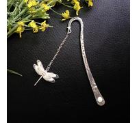 1 marcapáginas luminoso de libélula plateada retro de metal con plumas, que brilla en la oscuridad, regalo ideal para lectores, profesores, adultos, cubiertas de libros y accesorios de libros