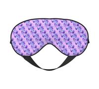 1 máscara de ojos suave con estampado de mariposas moradas, funda reversible para viajes, correa ajustable para dormir