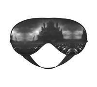 1 máscara de ojos suave para dormir con diseño de calaveras en blanco y negro, ajustable, funda opaca, reversible, descanso nocturno