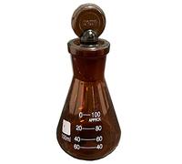 1 matraz Erlenmeyer marrón ámbar con tapón, matraz cónico de vidrio de borosilicato (10-500 ml)(100ml)