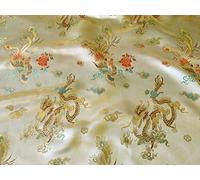 1 Meter | oro satén brocado chino Dragón Impresión * * Libre Reino Unido POST * bordado multicolor tejido beige brillante de oro de dragón chino Oriental impresión Material Tela chaquetas disfraz