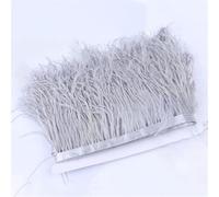 1 metro de plumas de avestruz esponjosas con flecos, 6-8 cm, plumas decorativas para manualidades, vestidos de novia, accesorios de costura, color gris claro, 6-8 cm