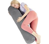 1 MIDDLE ONE Almohada cilíndrica Redonda Cervical con Funda de Terciopelo extraíble, Almohada de Felpa esponjosa de Lujo para Adultos, 47 x 7.87 Pulgadas de Ancho, Color Gris