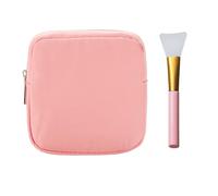 1 Mini Neceser De Cosméticos Y 1 Cepillo De Mascarilla, Pequeña Bolsa De Viaje Portátil, Multifuncional Bolsa De Baño Impermeable Para Niñas Y Mujeres (Rosa), Rosa., Clásico