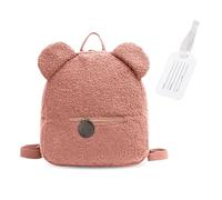 1 Mochila con Orejas De Oso Rosa, 1 Etiqueta Colgante Blanca, Mochila para Niños Pequeños, Mini Mochila para Niños, Mochila Escolar para Niños