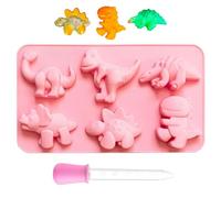 1 Molde De Dinosaurio Y 1 Cuentagotas De Silicona, Bonito Molde De Silicona, Se Puede Utilizar Para Hacer Pan, Chocolate Y Gelatina.