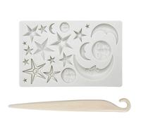 1 Molde De Estrella Y Luna, 1 Cuchillo De Liberación De Pastel, Molde De Fondant De Silicona, Espátula De Crema De Plástico, Herramientas Creativas Para Hornear.