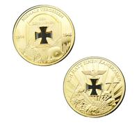 1 moneda de metal chapada en oro de la Segunda Guerra Mundial y la Segunda Guerra Mundial con cruz hueca para decoración del hogar, recuerdo de monedas de oro de Alemania, regalo colectivo, Metal
