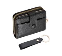 1 Monedero Negro, 1 Llavero De Cuero Negro, Bolsa De Almacenamiento De Tarjetas Simple, Billetera Pequeña Y Portátil para Mujer, Cole De Decoración De Bolsos.