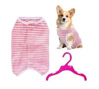 1 mono rosa a rayas para mascotas con 1 percha rosa para mascotas, ropa de recuperación para mascotas, ropa de protección para mascotas, ropa elástica para mascotas, tela suave para mascotas