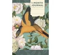 1-Month Journal: Daily Pages with Dotted Grid on the Left, Guided Structure on the Right | Vintage Bird Gold, Cream Paper