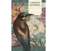 1-Month Journal: Daily Pages with Dotted Grid on the Left, Guided Structure on the Right | Vintage Bird Blue, Cream Paper
