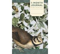 1-Month Journal: Daily Pages with Dotted Grid on the Left, Guided Structure on the Right | Vintage Small Bird, Cream Paper