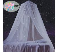 1 , Mosquitero Fluorescente que en , Plegable para Cama sin Necesidad de Instalación, Mosquitero de Estrellas Brillantes para Dormitorio de Princesa, Ganchos