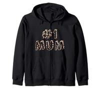 #1 Mum Leopard Print Worlds Best Mum Ever Funny Día de la Madre Sudadera con Capucha
