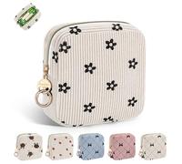 1 Neceser Compresas de Tela Bolsa para Salvaslip Compresas Reutilizables Algodon Postparto Tampones con Cremallera Mini Neceser Pequeño Viaje Portátil para Mujer Niñas Adolescent(Florida-Beige)