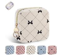 1 Neceser Compresas de Tela Bolsa para Salvaslip Compresas Reutilizables Algodon Postparto Tampones con Cremallera Mini Neceser Pequeño Viaje Portátil para Mujer Niñas Adolescent(Pajarita-Beige)