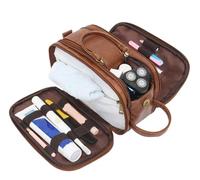 1 Neceser for Hombre, Grande, Resistente al Agua, for Viaje, for Afeitado, Organizador de artículos baño y cosméticos para Mujer(Brown)