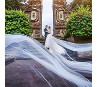 1 Nivel de Boda Largo Velo Nupcial Velo Simple Catedral de Tul Suave Velo Corte Cortado Drop de Boda Velo de Velo de Novia para Novia (1.5m | Marfil)