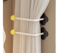 1 organizador de pared con gancho de cortina para cortinas de alcance extendido, gancho extendido, diseño sin taladro (2 piezas amarillas)