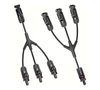 1 Pair, 12Awg Solar Panel Y Branch Parallel Cable, 1 to 3 Solar Parallel Connector, Parallel Connector Wire Plug Kit for Solar(Black Pair)
