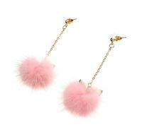 1 Pair Cat Ear Lightweight Attractive Wedding Earrings Temperament Pendant Jewelry Miss Pompom Fur Balls White