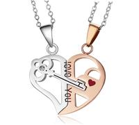 1 Pair Couple Necklace Necklaces Stitching Cute Couples for Heart Promise Your Small Valentine Present Stainless Steel