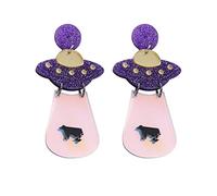 1 Pair Dangle for Women Planet UFO Shaped Weird Alien Jewelry Fashion Eardrops Fashionable Purple Women's Earrings