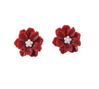 1 Pair Declaración Sterling Flower Drop Pearl Parl Floral Pequeños Pendientes de moda de moda fresca Miss White Wild