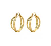 1 Pair Hoop Earrings Dual Cross Rings Geometric Temperament Elegant Polished Gift Alloy Golden Metal Circle Earrings Fashion Jewelry