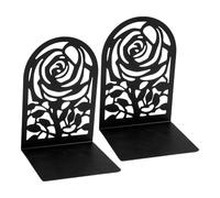 1 Pair Metal Book End para Estantes Bookend De Flores Huecos Slip Resistente Escritorio Resistente para La Biblioteca Oficina Escuela Bookends Servicio Pesado