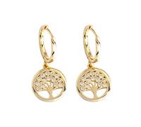 1 Pair of Dangling Tree Earrings Circle Ear Drop Anniversary Birthday for Women Girls (en)