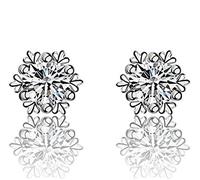 1 Pair of Ladies Earrings Earrings sterling silver with cubic zirconia sunflower Antlers Sweet Little Snowflake Studs Earrings, Hypoallergenic, for Women Girlfriend Mother Daughter