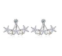 1 Pair of Women's Earrings Sterling Silver with Cubic Zirconia Rose Fleur Stars Pearl Retro Hypoallergenic Earrings Studs Gift