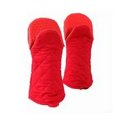 1 Pair Oven Gloves Double Oven Mitt, Universal Cotton Rubber BBQ Gloves, Oven Gloves 540 Heat Resistant, Long Thick Soft Oven Gloves(Red)