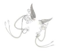1 Pair Pearl Dangle Clip-on Cuffs for Women Non-Piercing Ear Wrap Earrings Fashion Fairy Jewelry