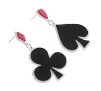 1 Pair Poker Card Heart Stylish Dangle Mismatched Earrings Women Unusual Club Suit Ear Jewelry for Party and Occasions