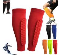 1 Pair Protector Tibial Esqui,Shin Protector Ski,Espinilleras Futbol,Protector Espinillas Esqui con Almohadilla De Esponja En Forma De Panal (A1, L)