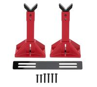1 Pair RC Car Jack Stand Metal, Adjustable Height RC Jack for 1/18 1/10 1/8 1/7 Crawler Truck, Simulation Climbing Vehicle Repair and Display Stand with Zinc Alloy Construction for (Roja)