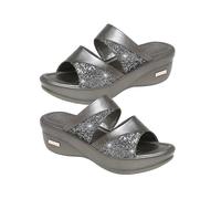 1 Pair Thick Wedge Sole Slipper Summer Female Sandals Stylish Fish Mouth Wedges Mom Shoes Outdoor Casual Slippers for Women Wearing (grey Size 39 7.5u