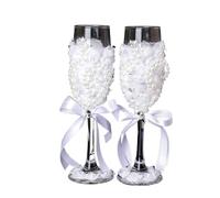 1 Pair Wedding Champagne Glasses Bride And Groom Flutes For Bar Pub Club Restaurant Home Use Engagement Anniversary