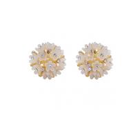 1 Pair Women Earrings Flower Design Inlaid Rhinestone Sparkling Surface All-match Sweat-proof Allergy Free Stud Earrings Jewelry Accessory