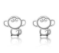 1 Pair Women's Earrings Sterling Silver Earrings with Zirconia Pearl Flowers Monkey Cute Fox Cat Ohrhänger Studs Wedding Party Earrings Hypoallergenic