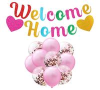 1 pancarta de bienvenida a casa, 10 globos, decoración de ambiente de fiesta, decoraciones de bienvenida para bebé, accesorios de fondo